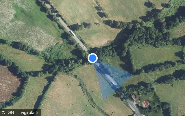 Vue satellite de l'emplacement du radar tourelle à Saint-Bonnet-de-Bellac sur N 147 / E 62