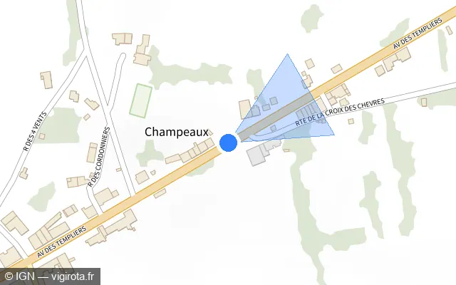 Vue plan de l'emplacement du radar tourelle à Gajoubert sur Avenue des Templiers / D 951