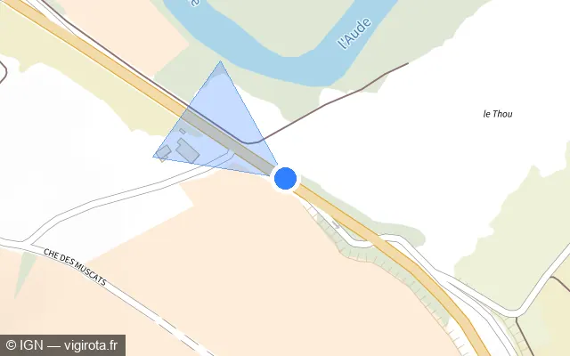 Vue plan de l'emplacement du radar tourelle à Couffoulens sur D 118