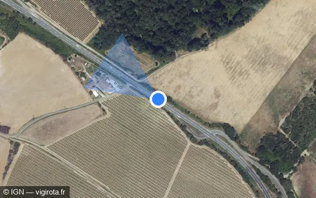 Vue satellite de l'emplacement du radar tourelle à Couffoulens sur D 118