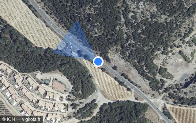 Vue satellite de l'emplacement du radar tourelle à Narbonne sur D 32