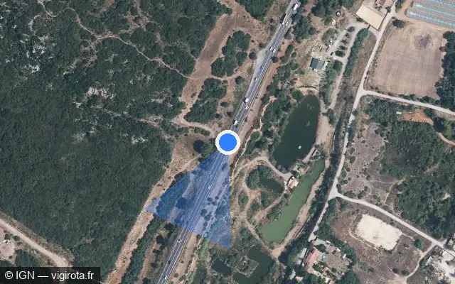 Vue satellite de l'emplacement du radar tourelle à Vic-la-Gardiole sur Route de Montpellier / D 612