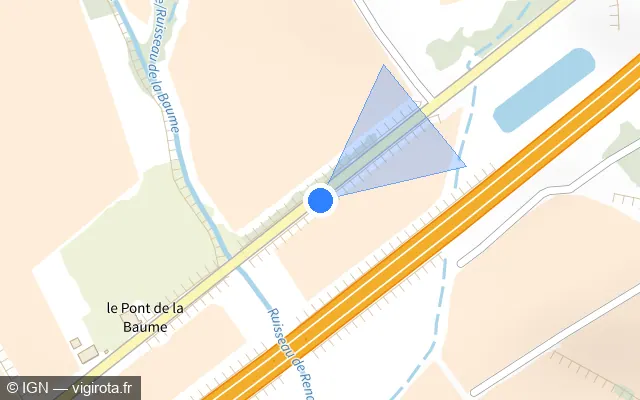 Vue plan de l'emplacement du radar tourelle à Servian sur N 9