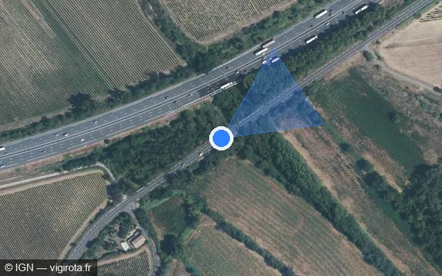 Vue satellite de l'emplacement du radar tourelle à Mèze sur Route de Marseillan / D 51