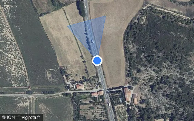 Vue satellite de l'emplacement du radar tourelle à Narbonne sur D 32