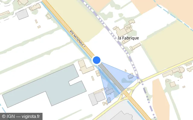 Vue plan de l'emplacement du radar tourelle à Verquières sur Route départementale 7n / D 7N