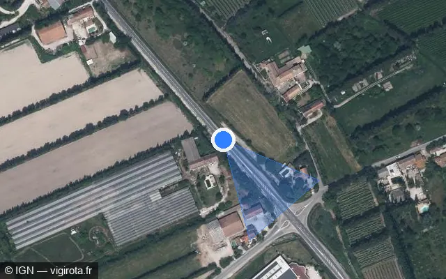 Vue satellite de l'emplacement du radar tourelle à Verquières sur Route départementale 7n / D 7N