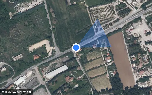 Vue satellite de l'emplacement du radar tourelle à Saint-Victoret sur Route Départementale 368 de Martigues à Marseille / D 368