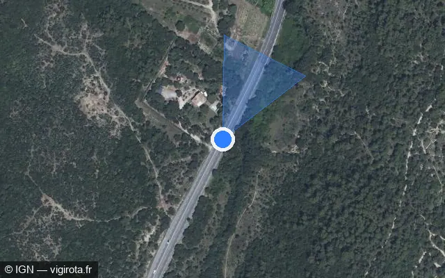 Vue satellite de l'emplacement du radar tourelle à Rousson sur Route de Saint-Ambroix / D 904