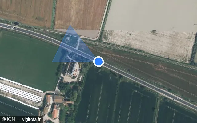 Vue satellite de l'emplacement du radar tourelle à Fourques sur D 6113