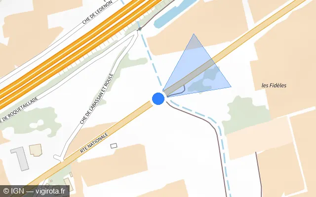 Vue plan de l'emplacement du radar tourelle à Bezouce sur Route d'Avignon / D 6086