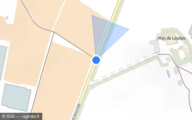Vue plan de l'emplacement du radar tourelle à Saint-Gilles sur Route de Beaucaire / D 38