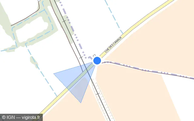 Vue plan de l'emplacement du radar tourelle à Milhaud sur Chemin des Canaux / D 135