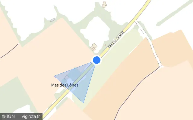 Vue plan de l'emplacement du radar tourelle à Aubord sur Chemin des Canaux / D 135