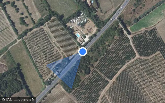 Vue satellite de l'emplacement du radar tourelle à Aubord sur Chemin des Canaux / D 135