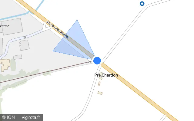 Vue plan de l'emplacement du radar tourelle à Saint-Romain-le-Puy sur Route de Montbrison / D 8