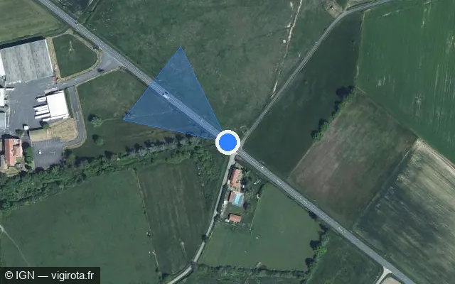 Vue satellite de l'emplacement du radar tourelle à Saint-Romain-le-Puy sur Route de Montbrison / D 8