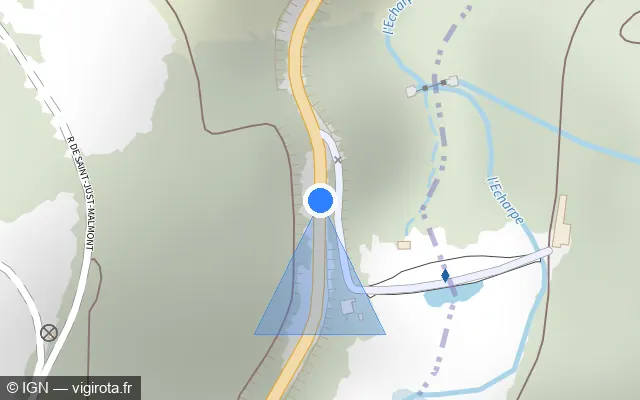 Vue plan de l'emplacement du radar tourelle à Firminy sur D 500
