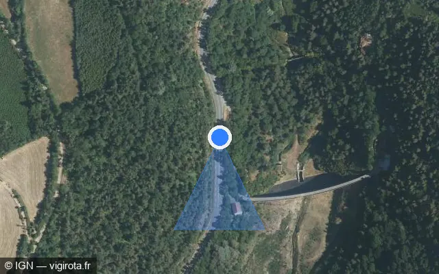 Vue satellite de l'emplacement du radar tourelle à Firminy sur D 500