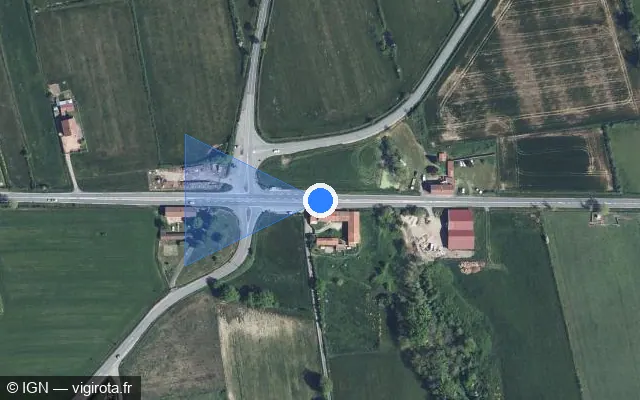 Vue satellite de l'emplacement du radar tourelle à Saint-Étienne-le-Molard sur Route de Feurs / D 1089