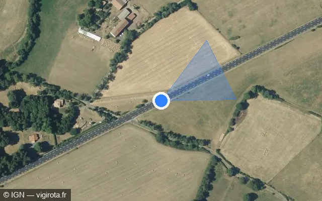 Vue satellite de l'emplacement du radar tourelle à Langogne sur N 88