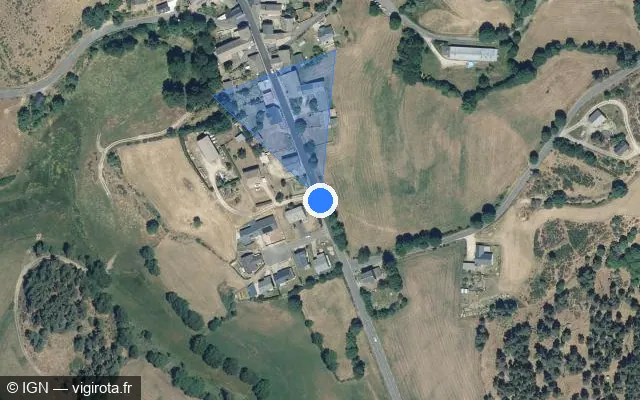 Vue satellite de l'emplacement du radar tourelle à Monts-de-Randon sur Route de Nîmes à Saint-Flour / D 806