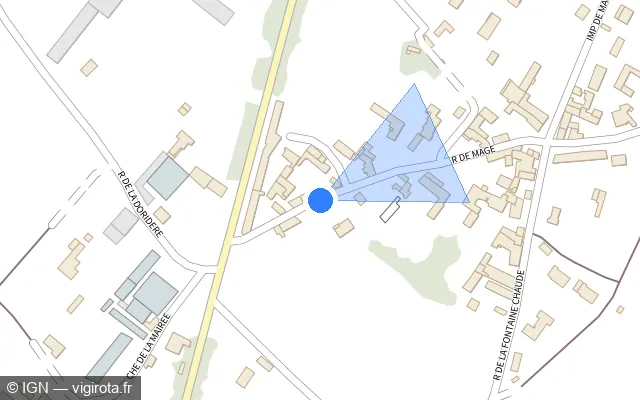 Vue plan de l'emplacement du radar tourelle à Louzy sur Rue de Mage