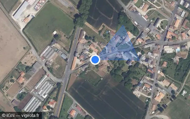Vue satellite de l'emplacement du radar tourelle à Louzy sur Rue de Mage