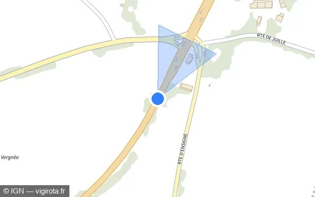 Vue plan de l'emplacement du radar tourelle à Juillé sur D 950