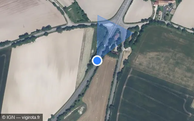 Vue satellite de l'emplacement du radar tourelle à Juillé sur D 950