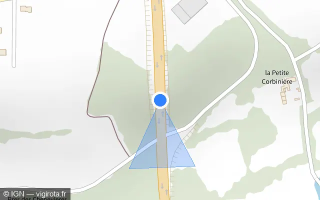Vue plan de l'emplacement du radar tourelle à Luzay sur D 938