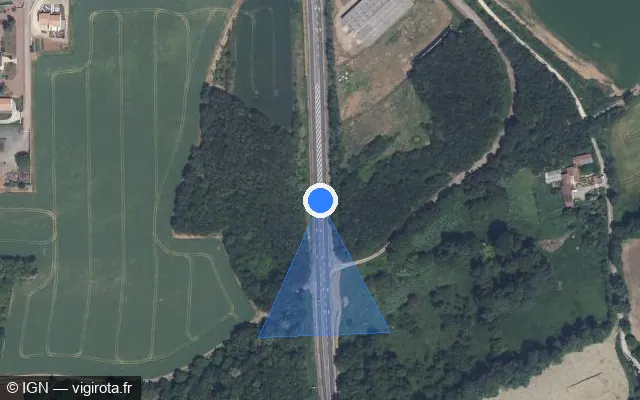 Vue satellite de l'emplacement du radar tourelle à Luzay sur D 938