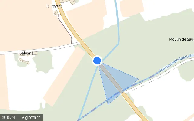 Vue plan de l'emplacement du radar tourelle à Cérons sur Route des Grands Vins / D 1113