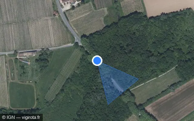 Vue satellite de l'emplacement du radar tourelle à Cérons sur Route des Grands Vins / D 1113