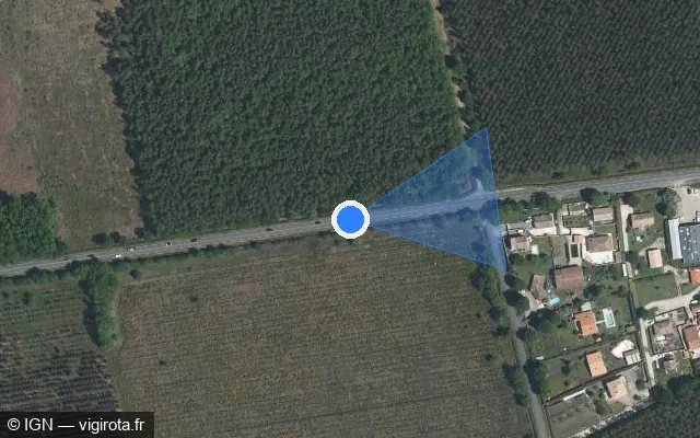 Vue satellite de l'emplacement du radar tourelle à Saint-Jean-d'Illac sur Avenue du Cap Ferret / D 106