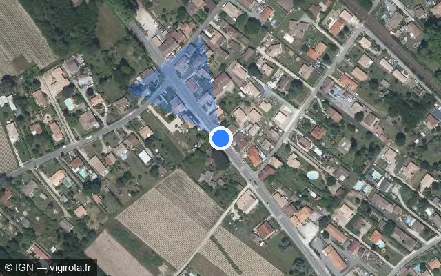 Vue satellite de l'emplacement du radar tourelle à Virelade sur Avenue du Général de Gaulle / D 1113