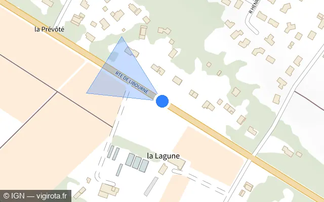 Vue plan de l'emplacement du radar tourelle à La Lande-de-Fronsac sur Route de Libourne / D 670
