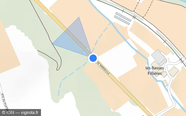 Vue plan de l'emplacement du radar tourelle à Aubignosc sur Route de Marseille / N 85