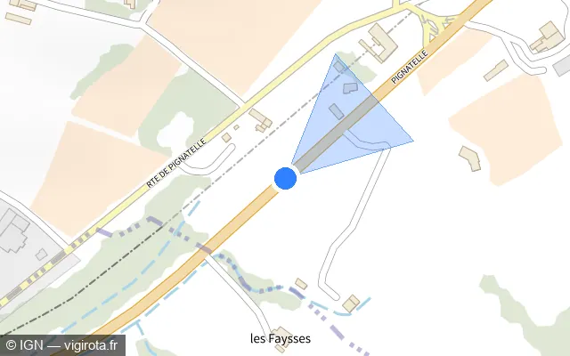 Vue plan de l'emplacement du radar tourelle à Aubignas sur N 102