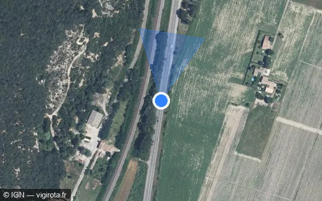 Vue satellite de l'emplacement du radar tourelle à Donzère sur Route de Bourg Saint-Andéol / D 86