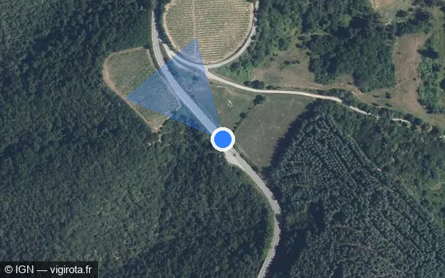 Vue satellite de l'emplacement du radar tourelle à Champis sur D 533