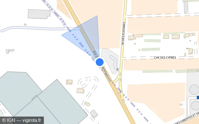 Vue plan de l'emplacement du radar tourelle à La Fare-les-Oliviers sur Route Departementale 113 / D 113