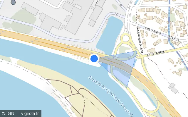Vue plan de l'emplacement du radar tourelle à Port-de-Bouc sur N 568