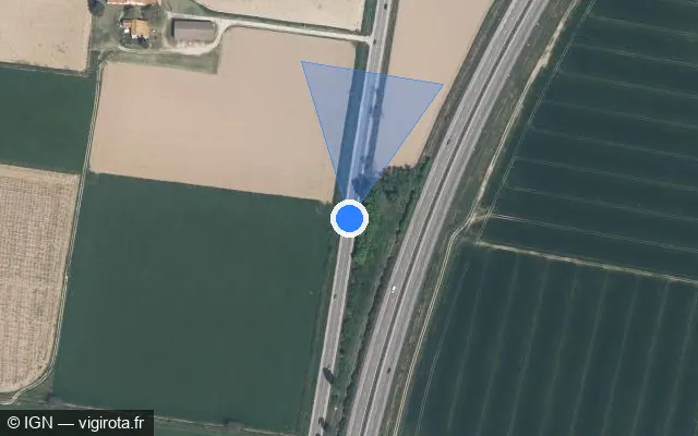 Vue satellite de l'emplacement du radar tourelle à Le Puy-Sainte-Réparade sur D 556
