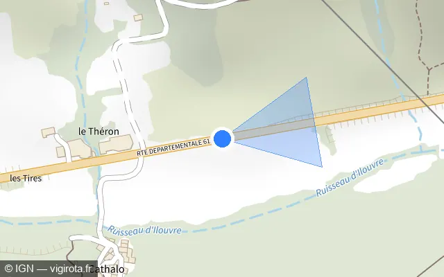 Vue plan de l'emplacement du radar tourelle à Ferrières-Poussarou sur D 612