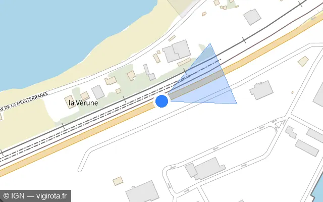 Vue plan de l'emplacement du radar tourelle à Frontignan sur D 612