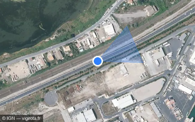 Vue satellite de l'emplacement du radar tourelle à Frontignan sur D 612