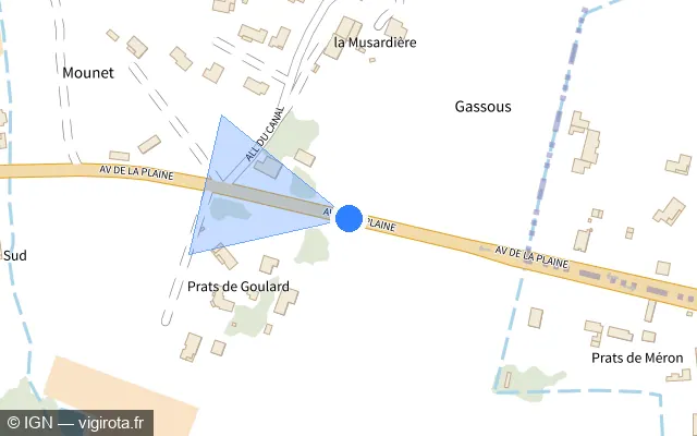 Vue plan de l'emplacement du radar tourelle à Sainte-Colombe-en-Bruilhois sur Avenue de la Plaine / D 119