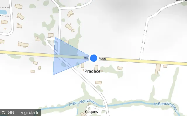 Vue plan de l'emplacement du radar tourelle à Penne-d'Agenais sur Route de Tournon / D 661