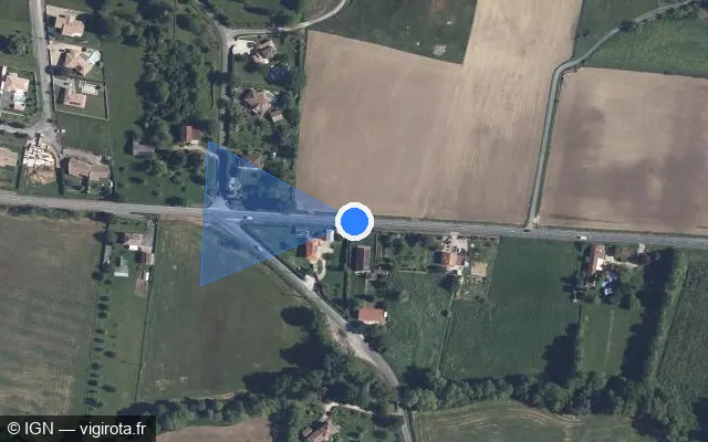 Vue satellite de l'emplacement du radar tourelle à Penne-d'Agenais sur Route de Tournon / D 661